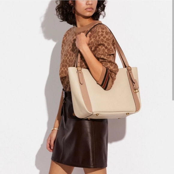 Coach Alana Pebbled Leather Colorblock Tote Bag - Picture 1 of 13